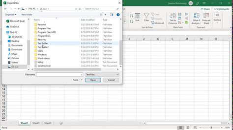 how to insert text file in excel 365