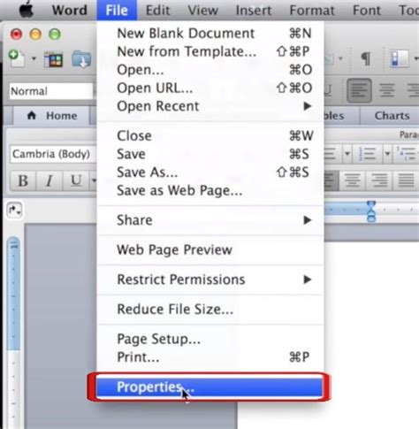 how to insert the title document property field in word on mac