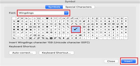 how to insert tick symbol in word mac