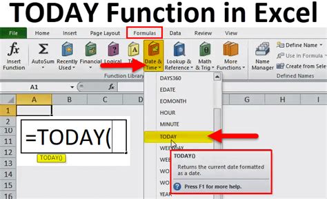 how to insert today function in excel