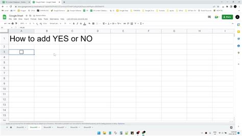 how to insert yes no in google sheets