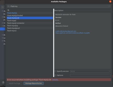 how to install flask mysqldb in pycharm