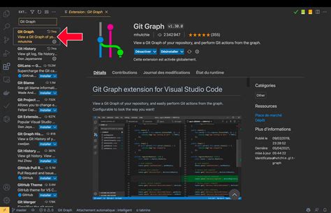how to install git graph in visual studio code