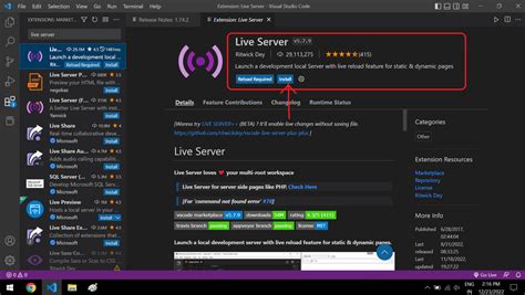 how to install live server extension in visual studio code