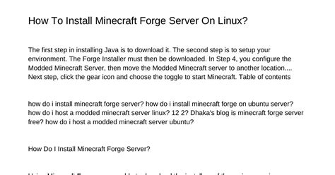 how to install minecraft forge server on linux