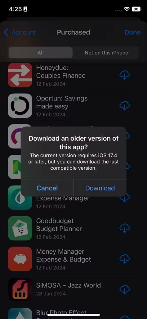 how to install previous version of app on iphone