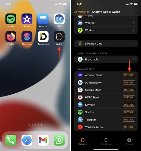 how to install watch apps from iphone