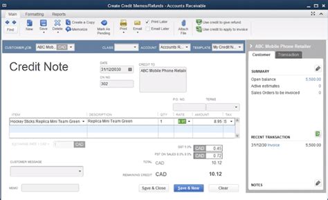 how to issue credit note in quickbooks