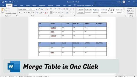 how to join two table in word