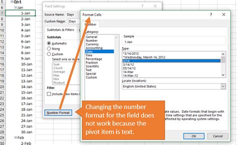 how to keep date format in pivot table