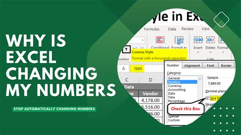 how to keep numbers in excel from changing