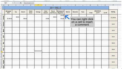 how to keep track of bills on excel
