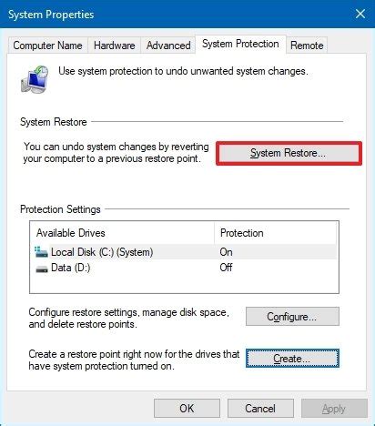 how to launch system restore windows 10