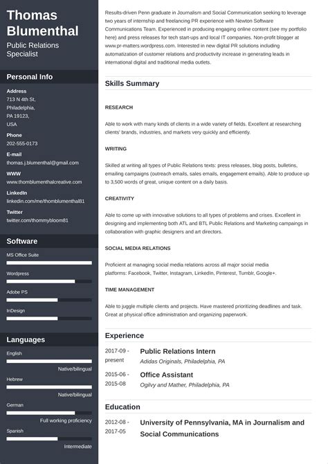 how to layout a cv example