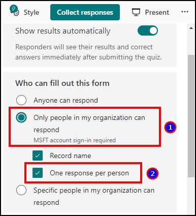 how to limit responses in microsoft forms