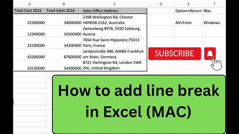 how to line break within excel cell mac