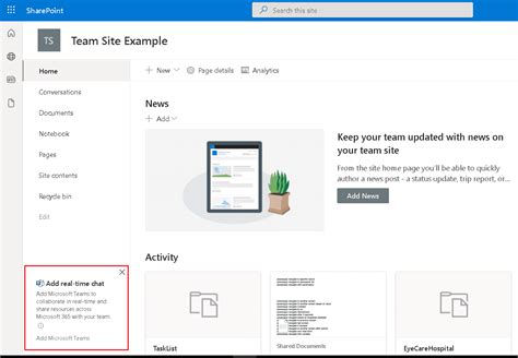 how to link a sharepoint site to teams