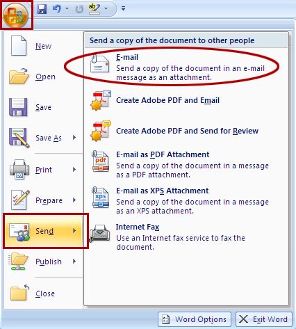 how to link email in word document