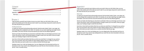 how to link to an appendix in word