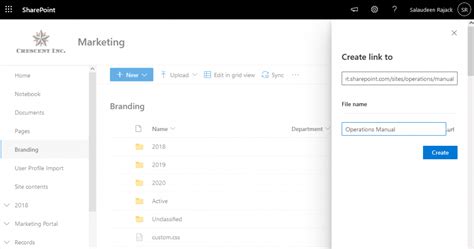 how to link to documents in sharepoint