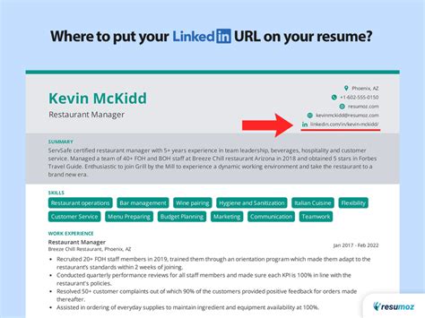 how to list linkedin url on resume