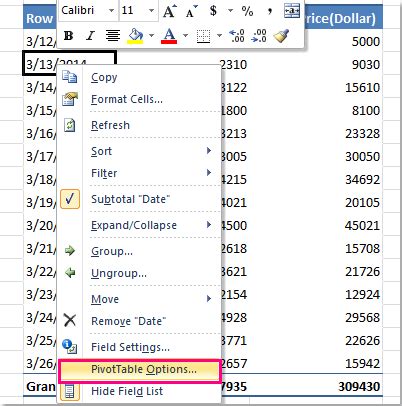 how to lock column width in pivot table in excel