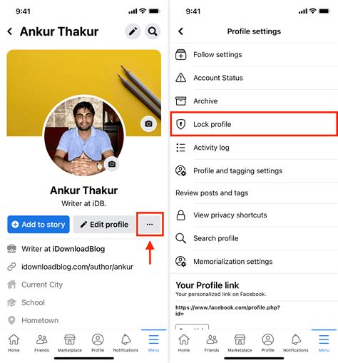 how to lock facebook profile in mobile
