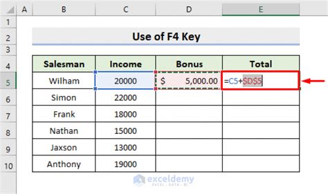 how to lock table cells in excel formula