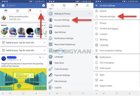 how to log out facebook from mobile app on android