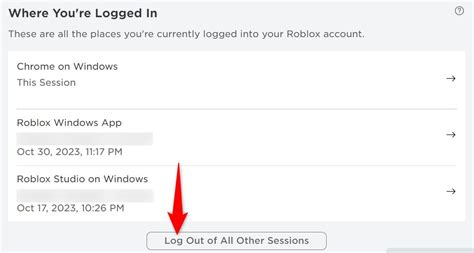 how to log out of all other devices roblox
