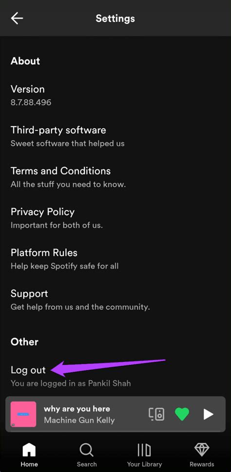 how to log out of spotify app on android