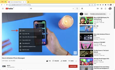 how to loop a youtube video on apple computer