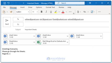 how to mail merge from excel to outlook with attachments
