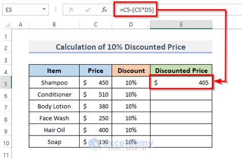 how to make 10 discount in excel