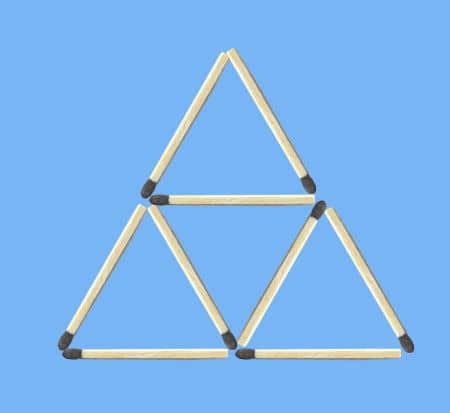 how to make 5 triangles with 9 matchsticks