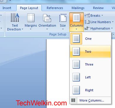 how to make a 2 column layout in word