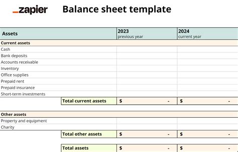 how to make a balance sheet on google sheets