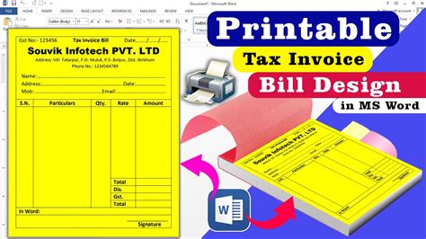 how to make a bill book in word