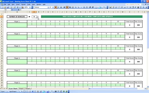 how to make a bowling score sheet in excel
