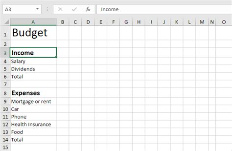 how to make a budget on excel