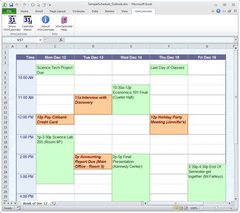 how to make a calendar schedule in excel