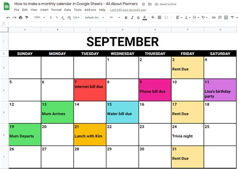 how to make a calendar template in google sheets