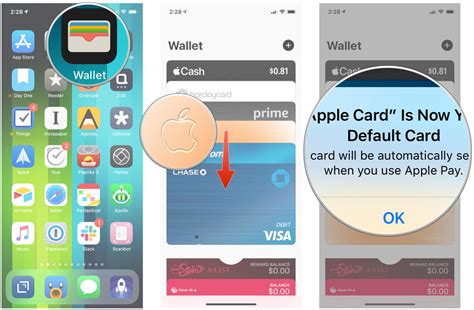 how to make a card default on apple pay