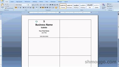 how to make a card on word document