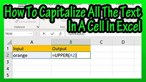 how to make a cell uppercase in excel