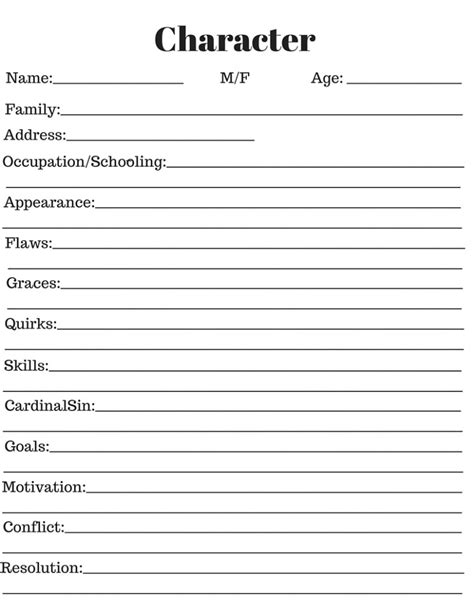how to make a character info sheet