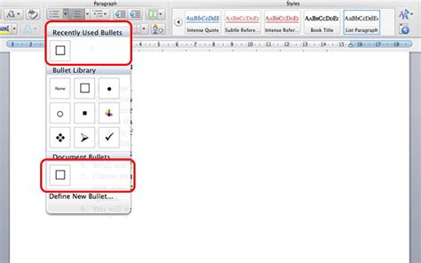 how to make a check box bullet in word
