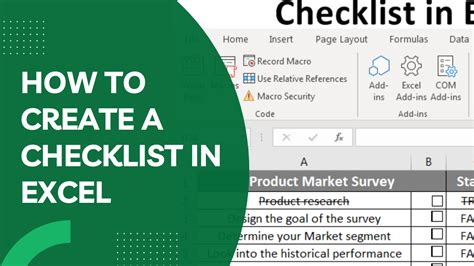 how to make a check sheet in excel