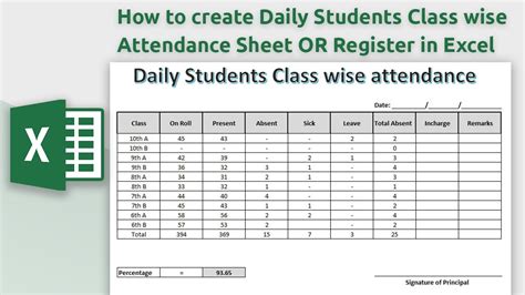 how to make a class attendance sheet in excel