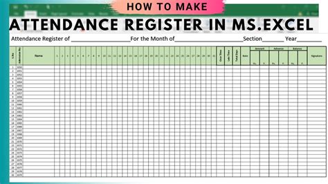 how to make a class register on excel